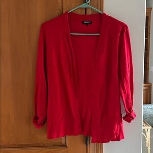 Lienridy Bold Red Knit open Front Cardigan Small